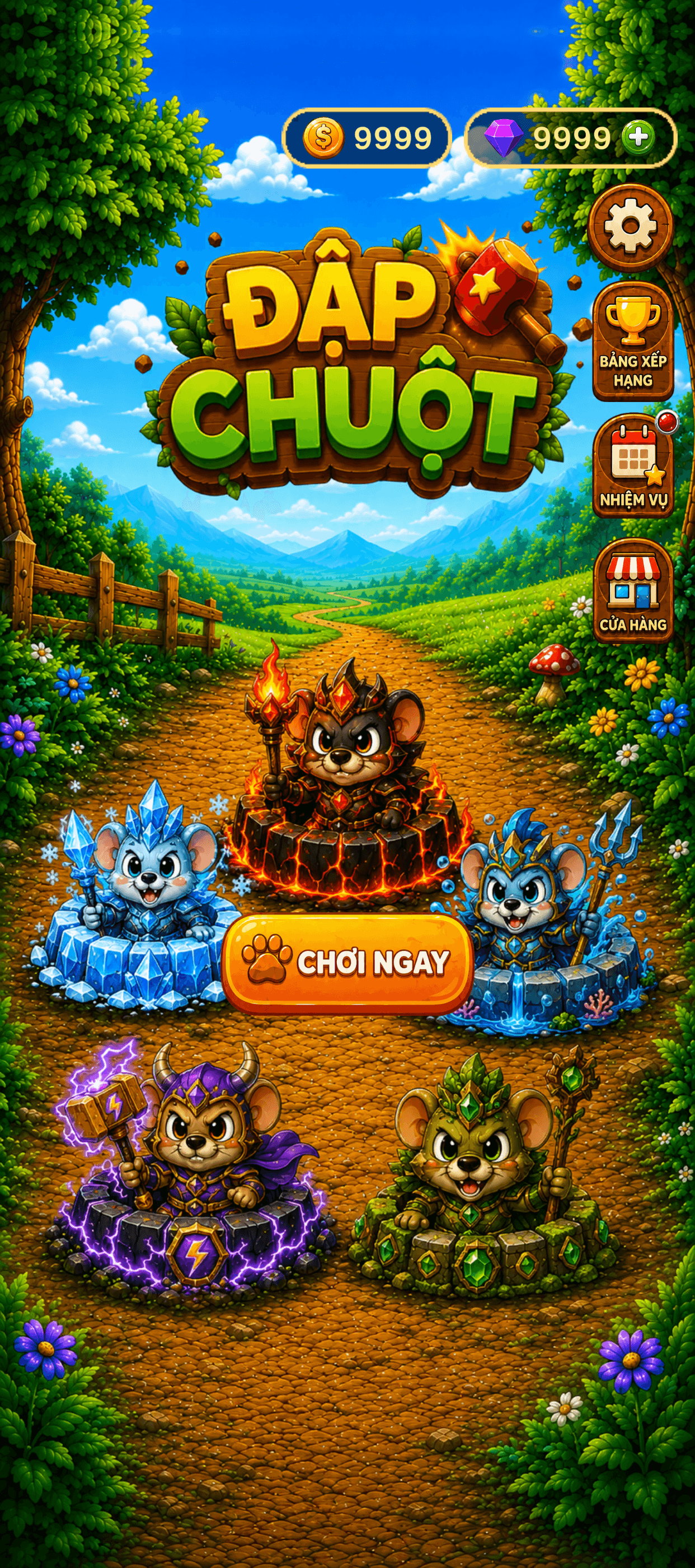 Màn hình chính game Đập Chuột